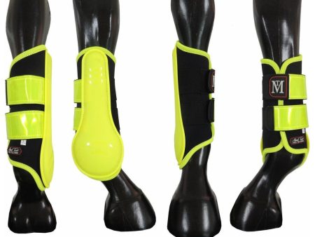 Mark Todd Reflective Brushing Boots - Black Yellow Hot on Sale